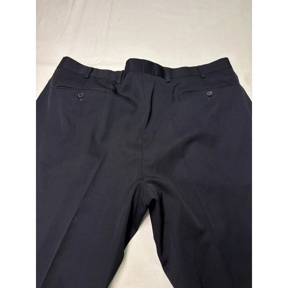 Brooks Brothers 1818 Madison Mens 40x28 Navy Black 100% Wool Pleated Dress Pants